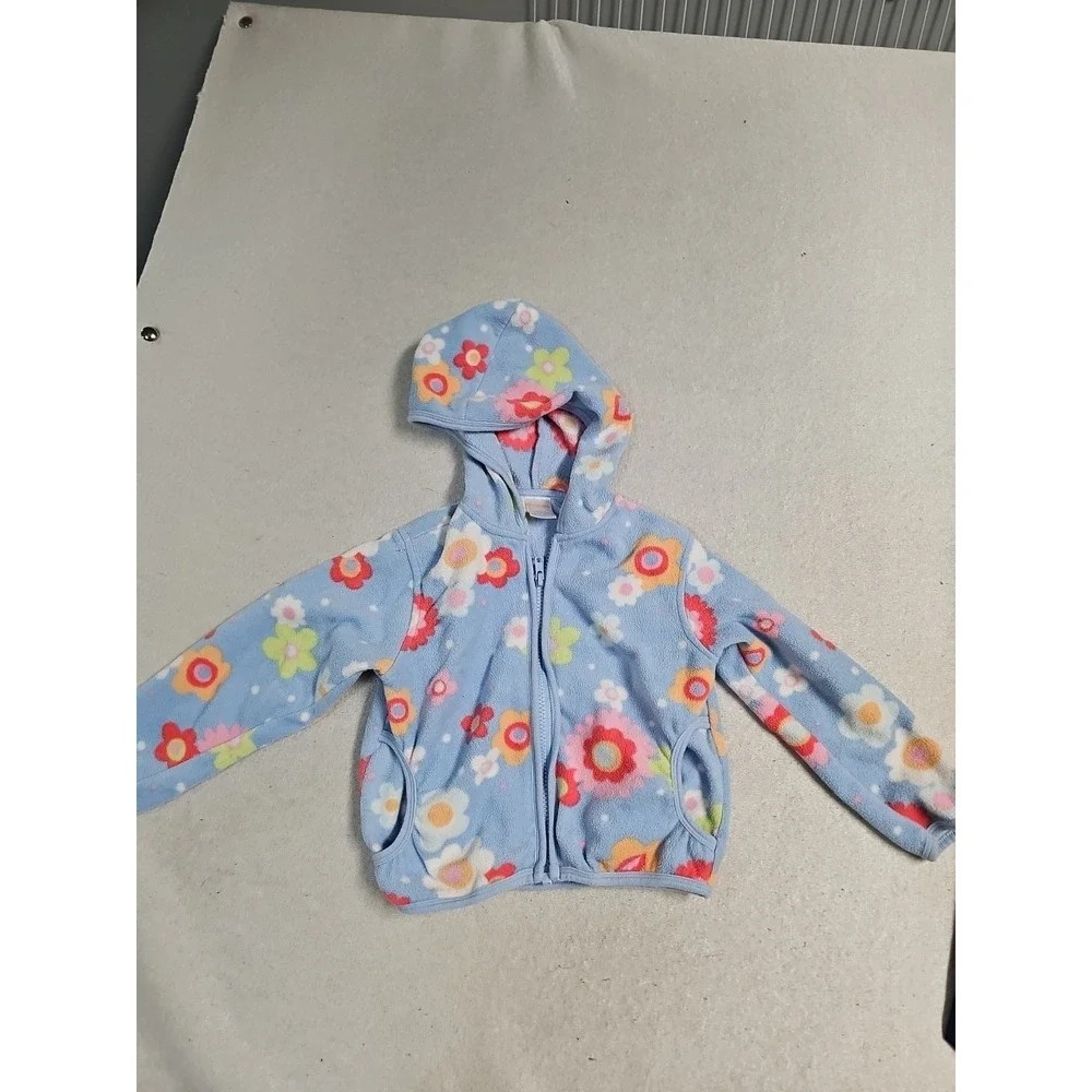 Gymboree Snow Blossom Flower Fleece Jacket Girls sz 4 Zip Hooded